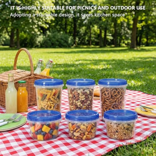 6 Pack Food Storage Containers with Lids, 34/17oz BPA Free Plastic Containers, Safe for Freezer Microwave and Dishwasher, Reusable Soup & Meal Prep Containers