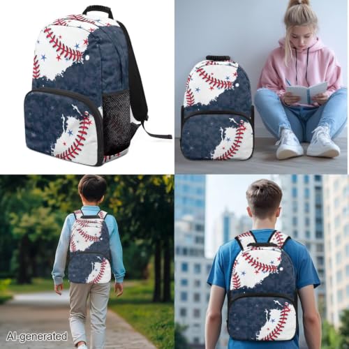 Baseball 3PCS Kids School Backpack for Boys Girls, 3 in 1 Set Student Teens School Bag 17 Inch Bookbag with Lunch Bag Pencil Case - color: Baseball