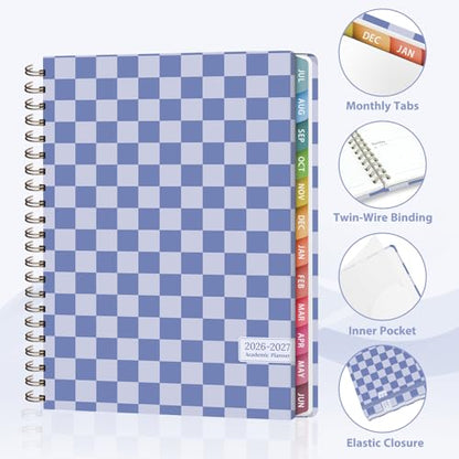Planner 2026-2027, Weekly and Monthly Academic Year Calendar Planner, July 2026 - June 2027, Daily Agenda Book for Office School Supplies, Letter Size(8.5'' x 11'') - color: 2607-Periwinkle Grid, size: 8.5"x11"(Jul 2026-Jun 2027)
