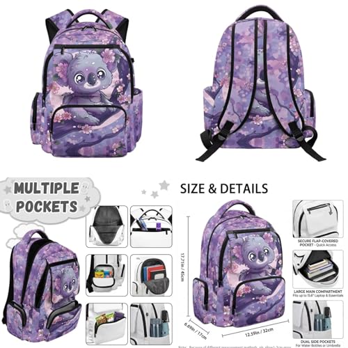 Cute Koala Backpack for Girls Boys Kids Backpack with Lunch Box Water Bottle Pouch and Zipper Pencil Case 4PCS Set Bookbag with Pockets for School 17 inch Large Capacity School Bag Gifts - color: Cute Koala