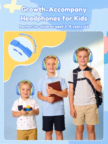 Acer Kids Headphones Wired for School - Over Ear Design, 85/94dB Safe Volume Limit, 3.5mm Jack Foldable Headphones for Toddler Boys Girls Classroom Yoto Player Chromebook Travel (Blue Green) - color: Blue Green
