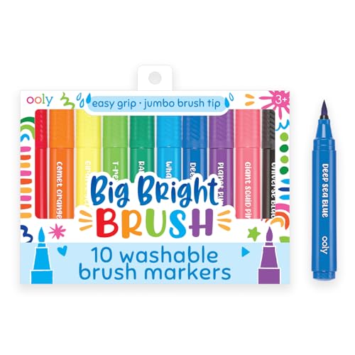 Ooly Thick Washable Toddler Markers with Jumbo Grip, Big Bright Brush Tip Markers for Toddlers with Jumbo Barrel, Perfect for Little Hands - BRUSH TIP - style: Brush Tip