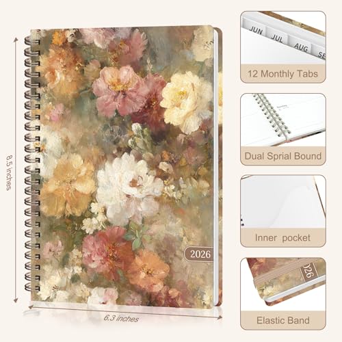 2026 Planner, Weekly and Monthly Calendar Planner Agenda, Jan 2026 - Dec 2026, Planning Academic Book, Office Desk Accessories and School Supplies - A5 (6.3'' x 8.5'') - color: C-Blossom Haze