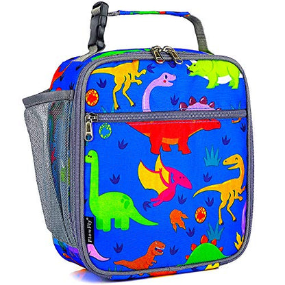 FlowFly Kids Lunch box Insulated Soft Bag Mini Cooler Back to School Thermal Meal Tote Kit for Girls, Boys, Dinosaur - color: Dinosaur