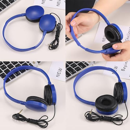 25 Pack Bulk Headphones for Kids Classroom School Students, Wholesale Wired Durable On-Ear Headphones for Children Teen Boys Girls Toddler Adult(Blue, 25 Pack)
