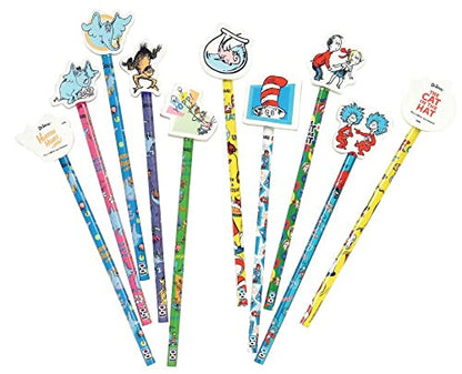 GEDDES Raymond 66865 Dr. Seuss Number 2 Pencils With Giant Pencil Top Erasers (Pack of 36) (Pack of 12) - size: 12 Count (Pack of 12)