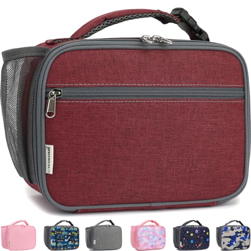 GYEUKHAM Insulated Lunch Box for School, Thermal Reusable Durable Freezable Lunch Bags for Kids Boys Girls Men Women - Small Soft Cooler Portable Lunch Tote Kit for Work Picnic Travel,Dark Red - color: Dark Red
