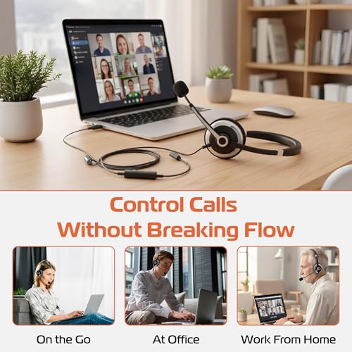 Spracht USB Wired Headphones for Work, WorkIT! Dual Ear Computer Headset with Microphone, USB A & USB C Head Sets, Comfortable Wired Headphones with Microphone for Work, Online, Office - style: Dual Ear