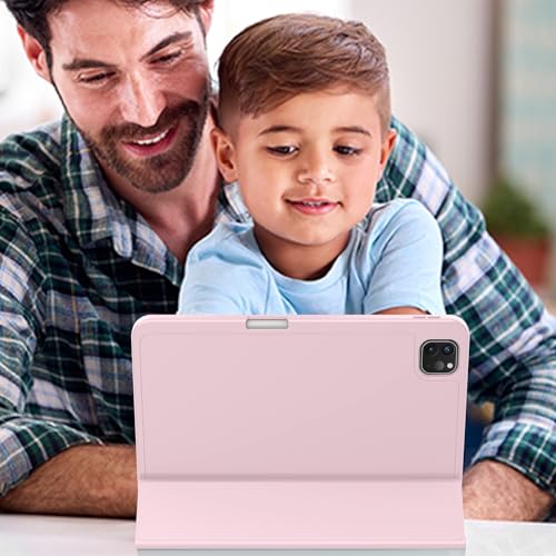 ZryXal iPad Pro 11 Inch Case (M5) 2025/ (M4) 2024 (Model: A2836/A2837/A3006), Trifold Stand Smart Cover with Pencil Holder and Soft TPU Back, Auto Wake/Sleep (Pink) - color: Pink