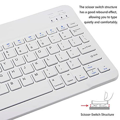 Ultra-Slim Bluetooth Keyboard Portable Mini Wireless Keyboard Rechargeable for Apple iPad iPhone Samsung Tablet Phone Smartphone iPadOS iOS Android (10 inch White) - color: 10 inch White
