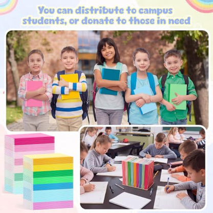 Handepo 100 Pack A5 Composition Notebooks Bulk 5"x8" Wide Ruled Soft Cover Journals, 60 Pages Composition Notebooks Bulk School Supplies for Students Classroom Office - color: Fantastic, size: A5