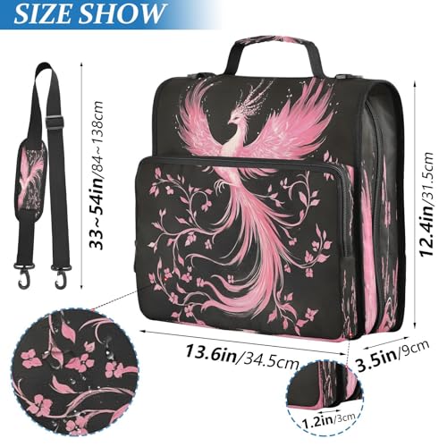 3 Ring Zipper Binder Pink Bird Binders Bag with Shoulder Strap 500 Sheets Paper Organizer Trapper Keeper Documents Storage File Folder for School Office - color: A1183