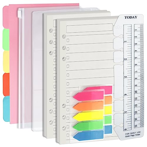 Harphia A6 6 Holes Binder Refill Set, 90 Sheets Todo List Planner Insert for 6 Holes Binder, with Paper Dividers,Ruler,Bags and Stickers, Planner Accessory Combo Set 005Da6Todo - color: Todo Paper Set, size: A6