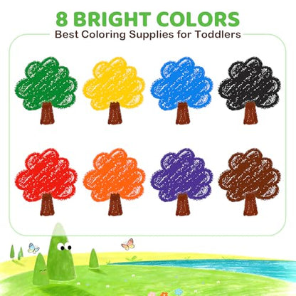200 Count Jumbo Crayons Bulk Set, 8 Colors Washable Silky Crayons, Non-Toxic School Supplies & Art Supplies for Preschool Kindergarten Classrooms, Easter Basket Stuffers Party Favors Gifts for Kids 3+