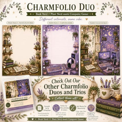 Charmfolio Duo Knitting & Crochet Binder Paper, 80 College Ruled Sheets, 8.5 x 11 3 Hole Punched Loose Leaf Stationery, Back to School Basics, Backpack Essentials for Crafty Besties