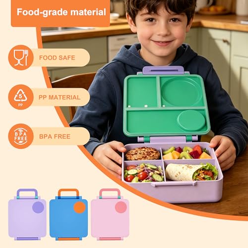 FOOYOO Bento Lunch Box Set for Kids & Adults, Leakproof 4-Compartment Container with Insulated Stainless Steel Food Jar, Utensils, BPA-Free, Microwave & Dishwasher Safe for School Work Travel（Pink） - color: Pink