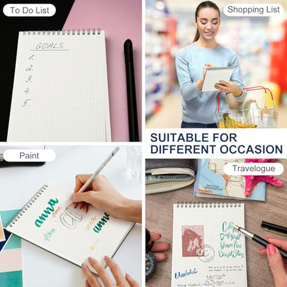 Engrowtic 6 Pack Graph Paper Spiral Notepad A5 Top Wirebound Notepad Grid Notebook Steno Pad Memo Notebook Grid Paper 140 Pages for Writing Sketching Drawing Office Supply (Kraft) - color: Brown