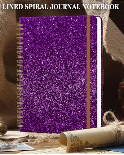 Spiral Journal Notebook for Women, Hardcover A5 College Ruled Notebook, 120 Pages, Thick Paper, Cute Lined Journal for School, Office & Work, 6 x 8.4 in(Shiny Purple) - color: Shiny Purple