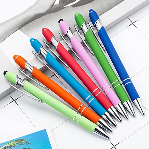 PASISIBICK 8 Pieces Ballpoint Pens with Stylus tip, 2-in-1 Stylus Retractable Ballpoint Pen, Metal Stylus Pen for Touch Screens, 1.0 mm Black Ink - color: 8 Pieces Ballpoint Pens-1
