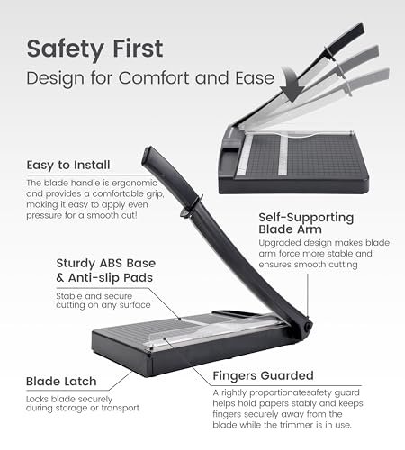 Paper Cutter,Paper Trimmer12" Cutting Length Heavy Duty Guillotine Paper Slicer with Safety Guard and Blade Lock,12 Sheets Capacity,Ideal for Offices,Homes,Printing Shops,Photo Studios - color: Grey