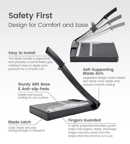 Paper Cutter,Paper Trimmer12" Cutting Length Heavy Duty Guillotine Paper Slicer with Safety Guard and Blade Lock,12 Sheets Capacity,Ideal for Offices,Homes,Printing Shops,Photo Studios - color: Grey