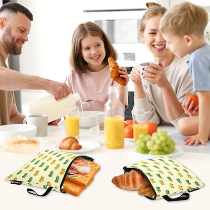 Reusable Food Storage Bags Garbage Truck 3 Pack Set Lunch Bag Compact Sandwich Snack Bag Small Medium Large for Lunch, Travel & Organization - color: Bag 3