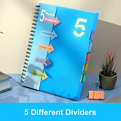 CAGIE 5 Subject Notebook & Discbound Notebook-2 pack, College Ruled A5 Notebook for School,Work
