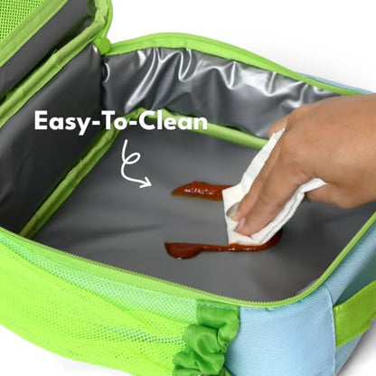 Elemental Insulated Lunch Bag for Kids, with Water Bottle Pocket & Charm Band, Fits Lunch Box, Lunch Bag for School to Keeps Food at Optimal Temperature, 3L - Dinosaur - color: Green