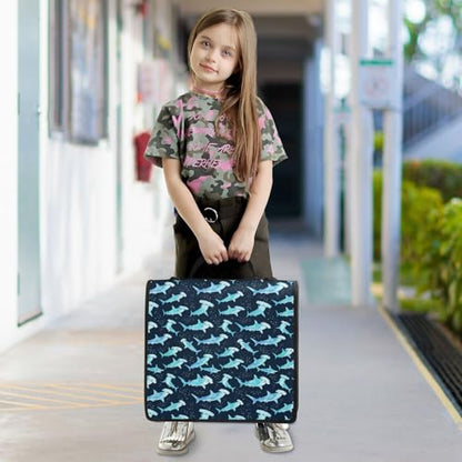 Hammerhead Shark 3 D-Ring 2 inch Zipper Binder Bag with Shoulder Strap, Multi-Pocket Portfolio Organizer Case for 13 Inch Laptop Middle School