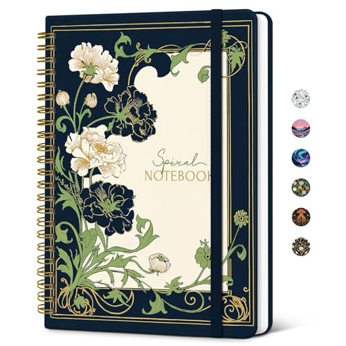 Taja Lined Spiral Journal Notebook for Women, Pretty College Ruled Notebook for Work & Note Taking, A5 Hardcover Journal for Writing, Cute Aesthetic 140 Pages, Floral Dream - color: E-Floral Dream