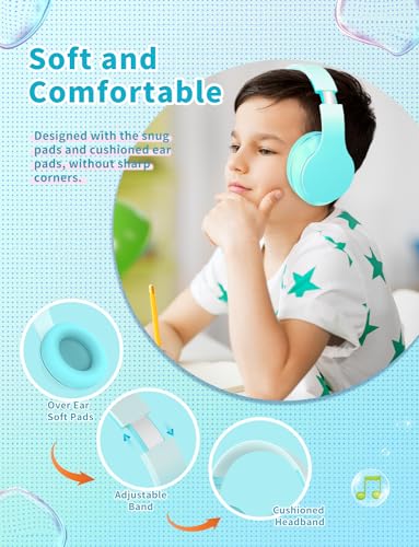 Bluetooth Kids Headphones,Wireless Kids Headphones Over Ear with Microphones,Stereo Sound ,10H Playtime, Foldable&Adjustable Children Headphone,Bluetooth Headset for Adults,School (Green) - color: Green