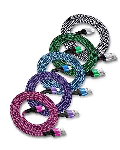 Lightning Charger-3Ft, 5Pack USB A to Lightning Cable for iPhone 14 Pro Max | 5 Pack Bulk, USB to Lightening Port, Apple Certified i Phone Charging iPad AirPods Cord Wire for iPhone 14 13 12 11 - color: 5Pack-Multicolored, size: 3FT, style: USB to Lightni