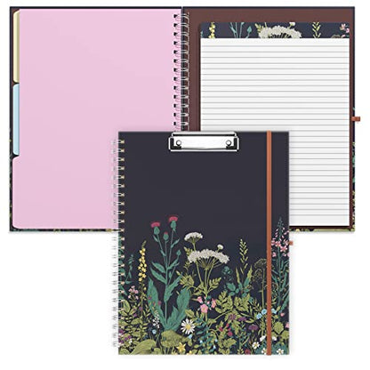 Rimilak Spiral Clipboards Folio with Refillable Lined Notepad, 14.5 x 9.8 In, Hardcover Cover with 5 Interior Pockets, Elastic Band and Pen Loop Series. Cute Stylish Clipfolio, Daisy Flower - color: Daisy Flower