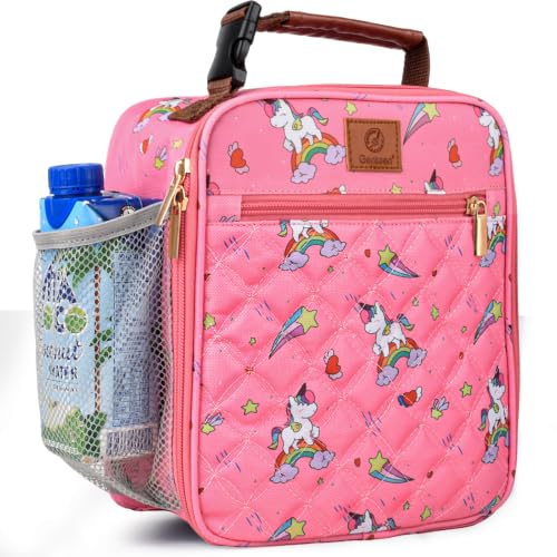 Genteen Kids Lunch Box Insulated Soft Mini Cooler with Bottle Holder, Lightweight Reusable Easy-Clean Lunch bag for Girls, Boys Back to School-Unicon - color: Unicon