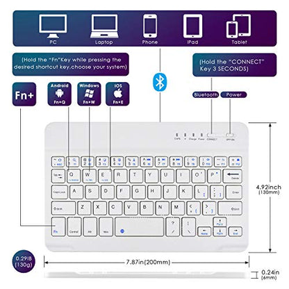 DETUOSI Universal 8.0 inch Android Tablet Case with Keyboard, Removable Wireless Bluetooth Keyboard + PU Leather Folio Book Cover + Stand, Travel Portable Sleeve for iOS/Android/Windows System Tablet - color: Gold Case + White Keyboard