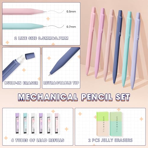 Bible Study Supplies Journaling Kit with Pen Case,12 Pastel Highlighters,5 Black Ink Gel Pens, 6 Mechanical Pencils 0.5 & 0.7mm,Sticky Note Index Tab and So on for bible study - color: Green
