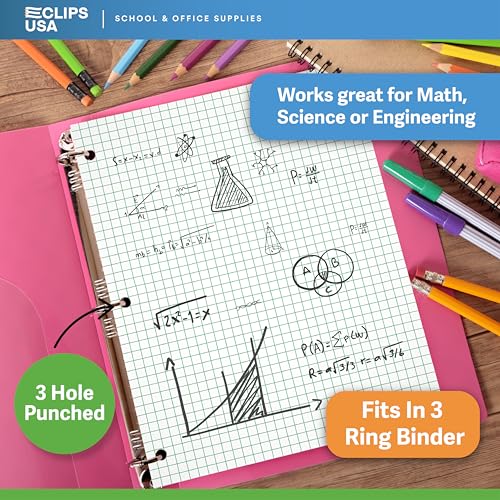 Graph Paper Loose Leaf Paper Quad Ruled Notebook Paper Quad Ruled 4” x 4” Square Lined Writing Filler Paper 10.5” x 8” 3600 Sheets 150 Sheets Per Pack 60 gsm (24 Pack) - size: 24 Pack