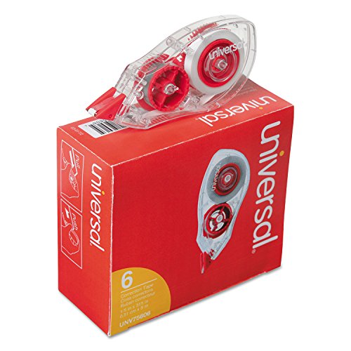 Universal 75606 Correction Tape with Two-Way Dispenser, Non-Refillable, 1/5-Inch x 315-Inch, 6/Pack