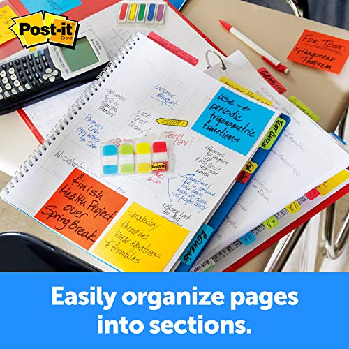 Post-it Tabs, 625 in Solid, Aqua, Lime, Yellow, Red, 10/Color, 40/Dispenser (676-ALYR) (Pack of 2) - size: 0.4" x 2.8" (Pack of 2)