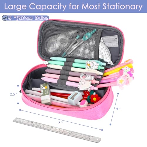 FlowFly Large Capacity Pencil Case for Kids, Boys & Girls – Zippered Multi-Functional Pen Pouch, Soft & Portable Pencil Bag for School, Teens, Students, PU#Pink - color: PU#Pink