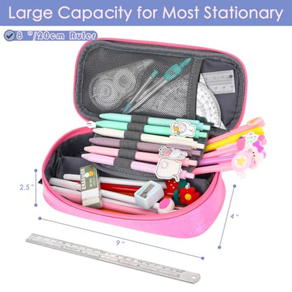 FlowFly Large Capacity Pencil Case for Kids, Boys & Girls – Zippered Multi-Functional Pen Pouch, Soft & Portable Pencil Bag for School, Teens, Students, PU#Pink - color: PU#Pink