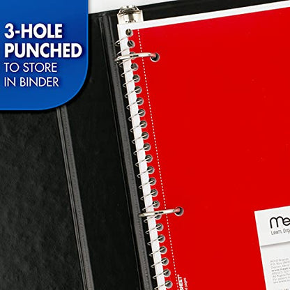 Mead Spiral Notebook, 1 Subject, College Ruled Paper, 7-1/2" x 10-1/2", 70 Sheets per Notebook, Colors Will Vary (73065) (Pack of 24) - size: Pack of 24