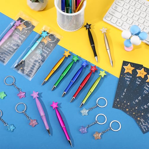 Sayglossy 20 Sets Employee Appreciation Gifts Bulk You're a Star Pens Multicolor Ballpoint Pen Bookmarks Luminous Keychains Cards Funny Gift for Coworker Teacher Student Nurse Classroom Rewards