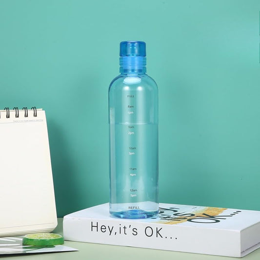 17.6 Oz Water Bottle with Time Marker, Reusable Sports Water Bottle, Portable Hydration Bottle for Daily, Gym, Outdoor Use (Blue) - color: Blue