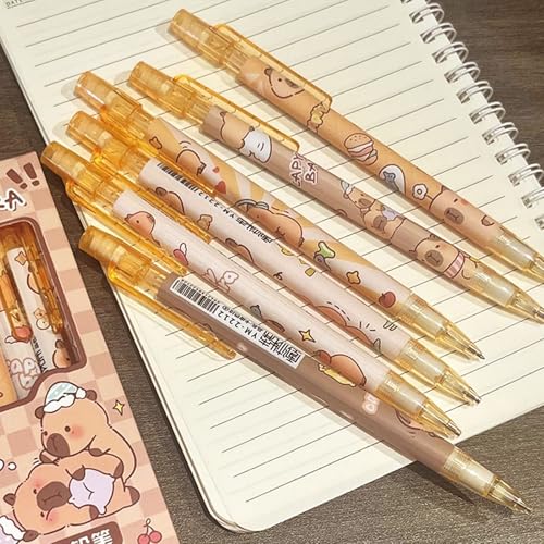MOZXIRZ 4 Pcs Cute Mechanical Pencils with Eraser 0.5mm Cartoon Capybara Mechanical Pencil School Pencil for Boy Girl Women (6pcs Capybara) - color: 6pcs Capybara