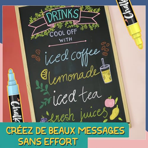 Chalkola Liquid Chalk Markers Erasable (30 Pack 6mm) Pastel + Neon Chalk Pens - Wet Wipe Washable Paint for Chalkboard Sign, Blackboards, Car Window, Glass, Bistro, Board, Mirror - 6mm Reversible Tip - style: Bold Tip - 6mm