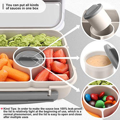 Amathley Bento Box Adult Lunch Box Kids,Lunch Containers for Adults/Kids/Toddler,5 Compartments Bento Lunch Box with Sauce Vontainers,Microwave & Dishwasher & Freezer Safe,BPA-Free (White) - color: White