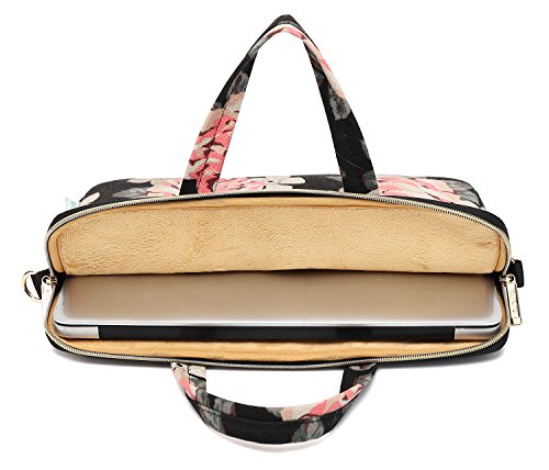 kayond Black Rose Patten water-resistant Laptop Shoulder Messenger Bag Case Sleeve for 14 Inch 14.1 Inch Laptop - color: Black Rose, size: 14-14.1 inch