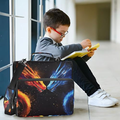 Dragons Zipper Binder with Shoulder Strap & Handle for Easy Carry, 1.5 Inch 3-Ring Binder for School, Expansion Panel and Expanding File