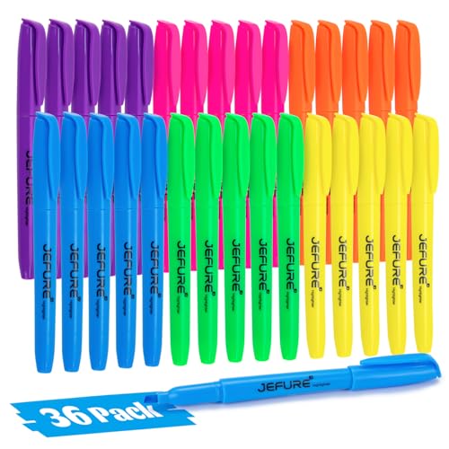 36 Pcs Highlighters, Chisel Tip, Multiple Colors Available Bible Highlighters Bulk - Quick Dry, Ideal for Studying, Note-Taking, School Supplies for Teachers - color: Multicolor, size: 1 Count (Pack of 36)